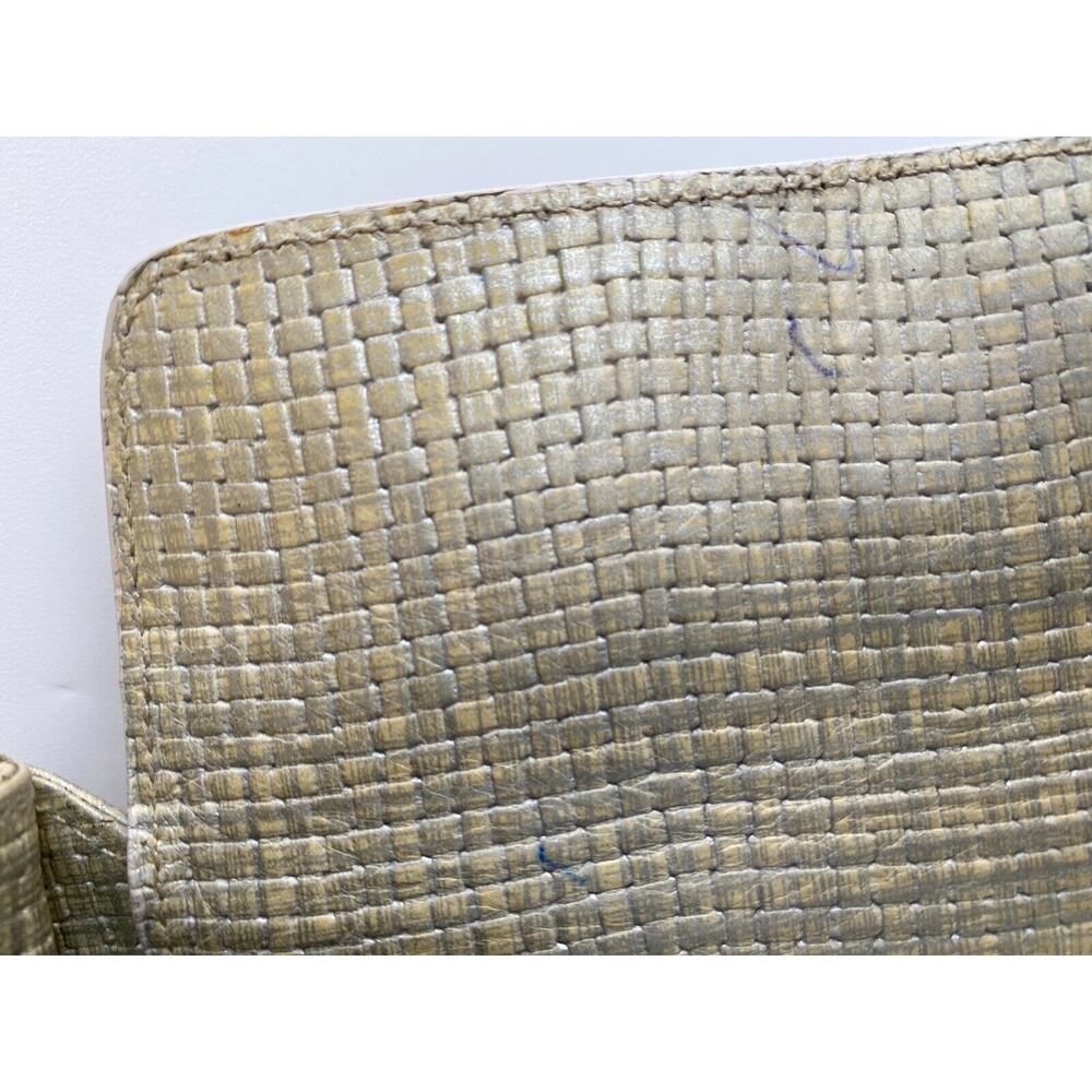ESCADA Pearlized Light Olive Green & Silver Pearl Woven Leather Handbag - Picture 11 of 11